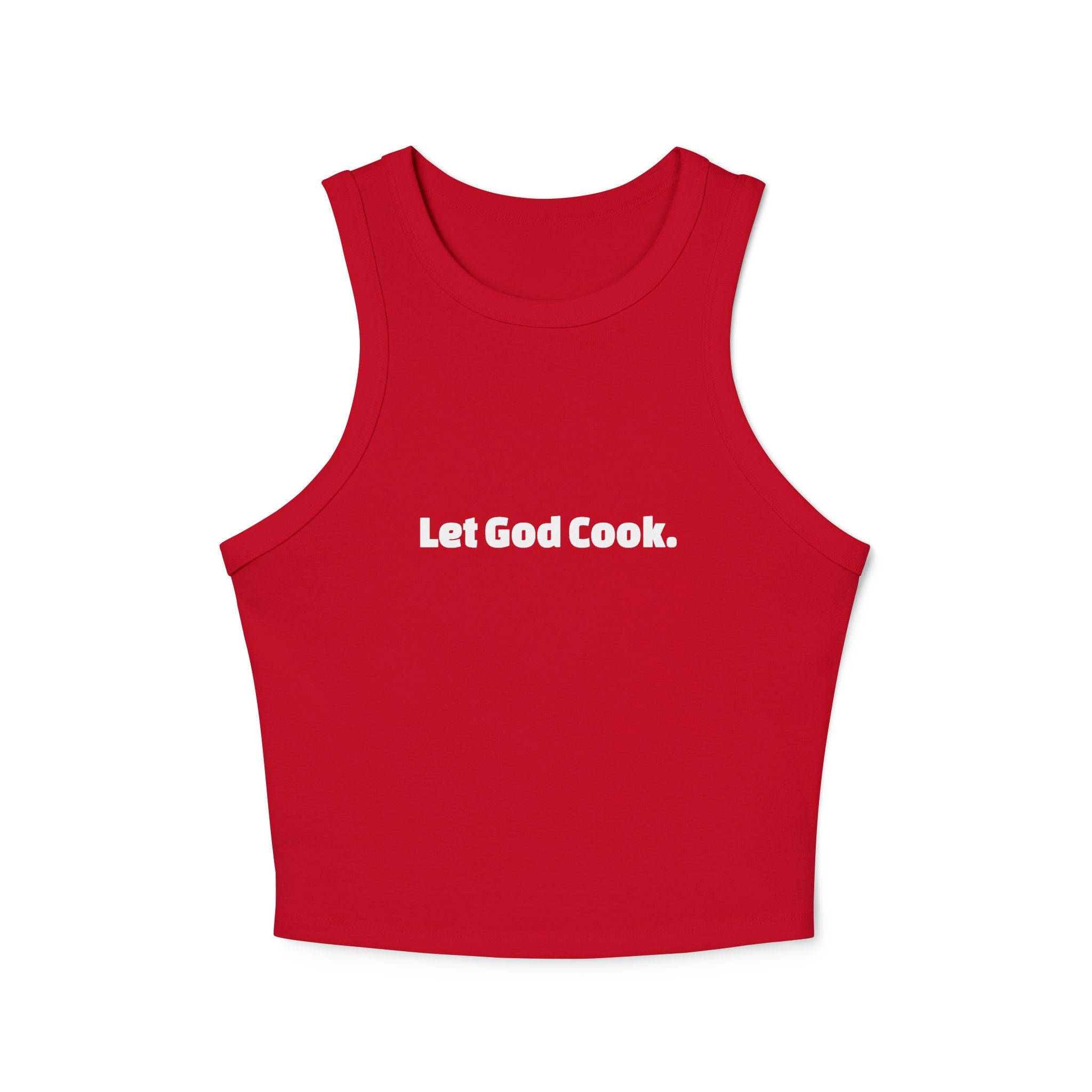 Let God Cook Racer Tank — Women's Spiritual Graphic Tank Top